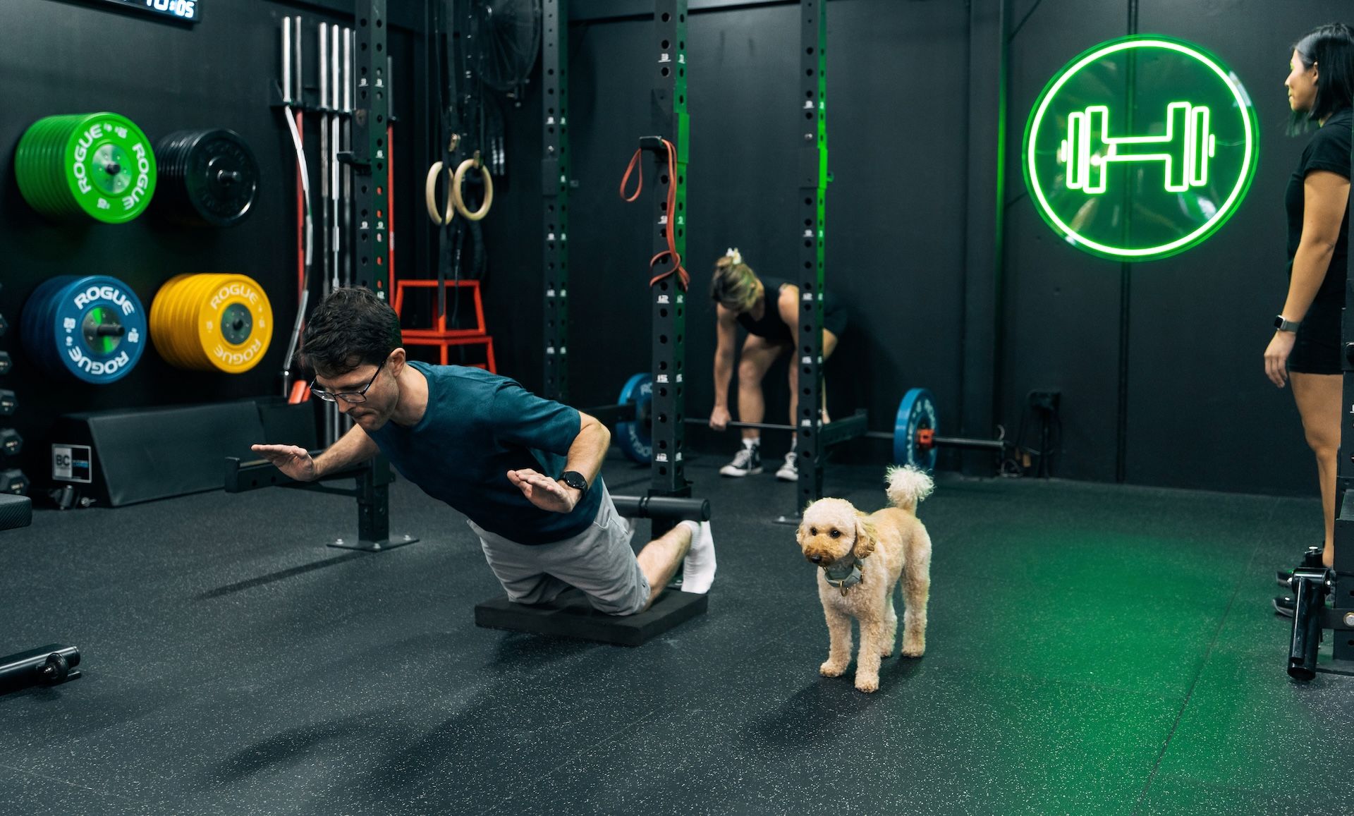 Habitat client training in their semi-private session inside exclusive private gym in Western Sydney