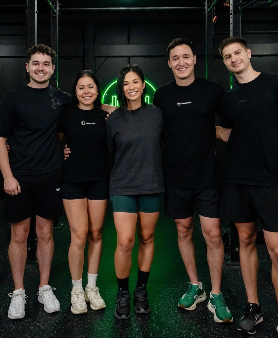 Group photo of Habitat gym coaches in the Prestons private gym